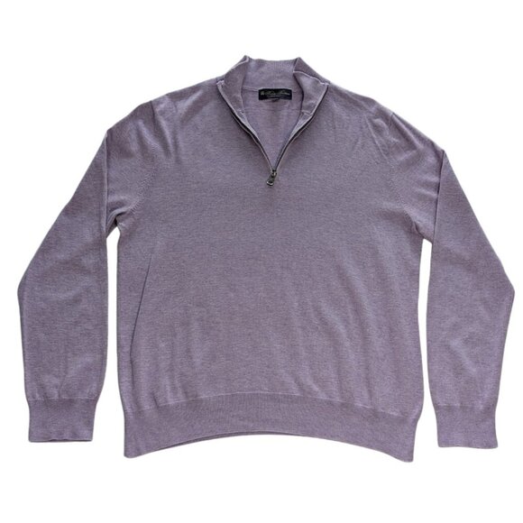 Brooks Brothers Supima® Cotton Half-Zip Sweater — Lilac — Size Medium - Picture 1 of 12